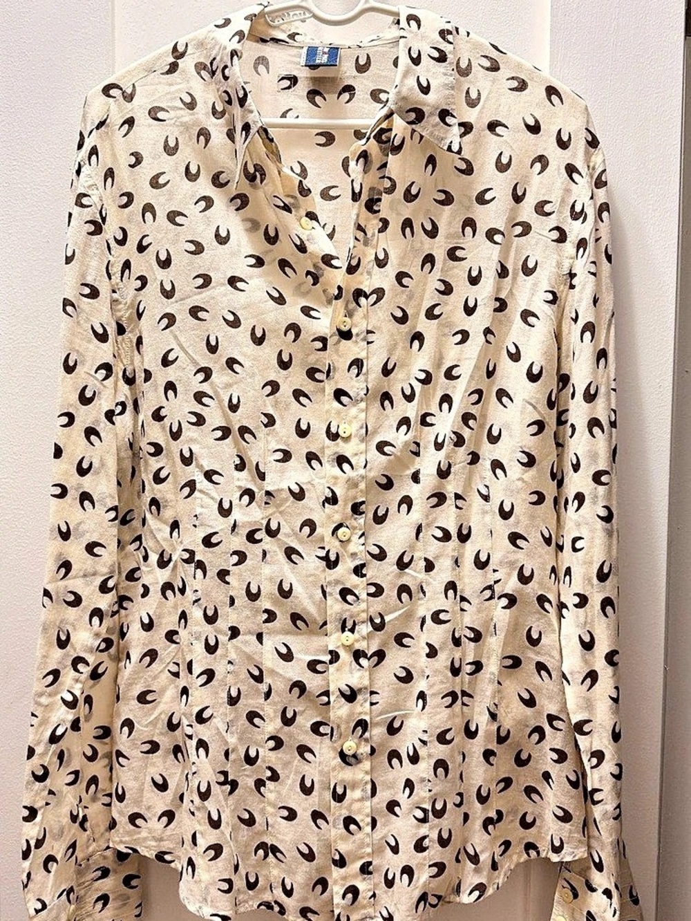 Jean Paul Gaultier Crescent Moon Horseshoe Print Cotton Button-down Shirt